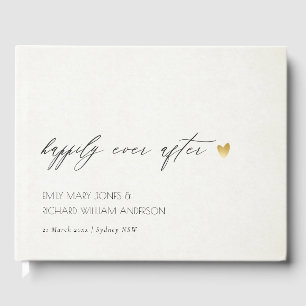 SIMPLE ELEGANT KRAFT TYPOGRAPHY HAPPILY EVER AFTER GUEST BOOK