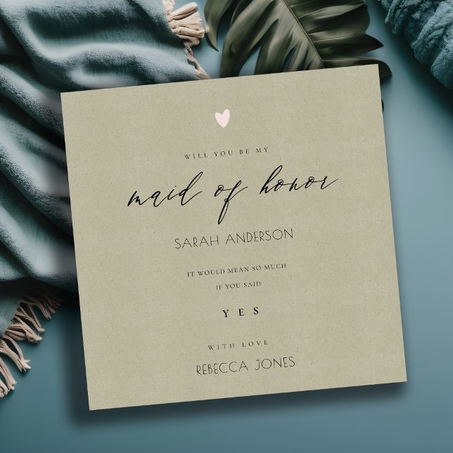 SIMPLE ELEGANT KRAFT TYPOGRAPHY maid of honour Invitation (Creator Uploaded)