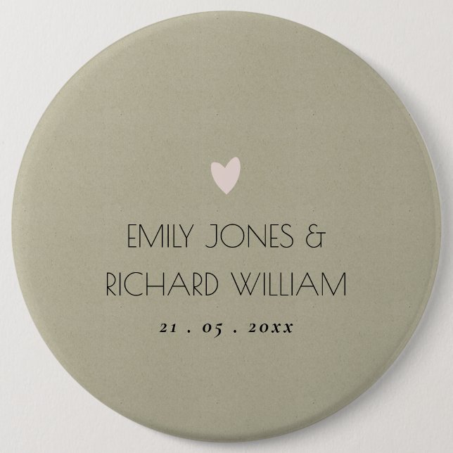 SIMPLE ELEGANT KRAFT TYPOGRAPHY WEDDING TEXT ONLY 6 CM ROUND BADGE (Front)