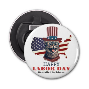 Simple Elegant Labor Day with USA flag T-Shirt Bottle Opener