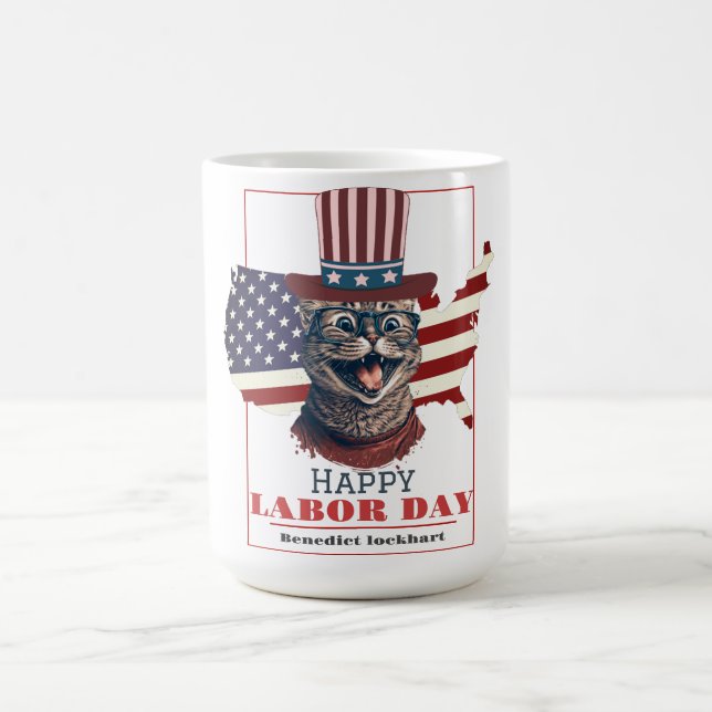 Simple Elegant Labour Day with USA flag Coffee Mug (Center)