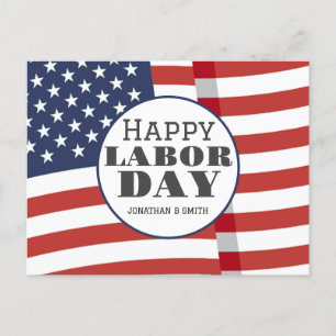 Simple Elegant Labour Day with USA flag Postcard
