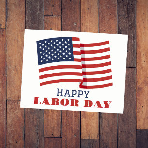 Simple Elegant Labour Day with USA flag Postcard