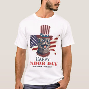 Simple Elegant Labour Day with USA flag T-Shirt