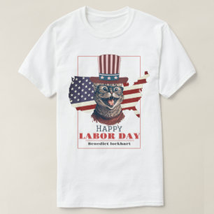 Simple Elegant Labour Day with USA flag T-Shirt