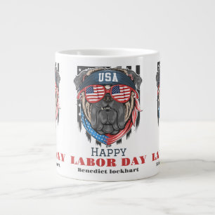 Simple Elegant Labour Day with USA flag T-Shirt Large Coffee Mug