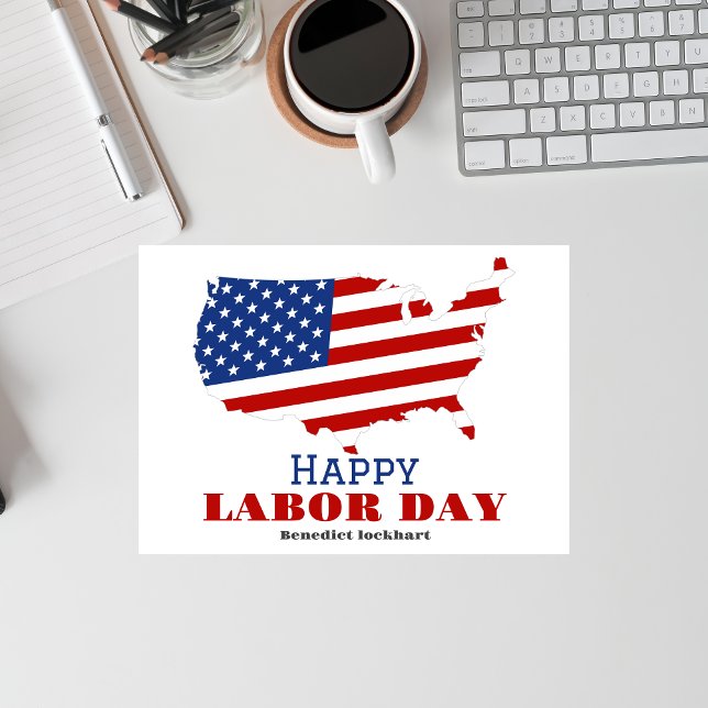 Simple Elegant Labour Day with USA flag Thank You Card (Creator Uploaded)