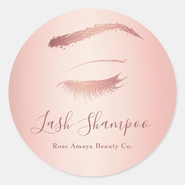 Simple Elegant Lash Shampoo Rose Gold Classic Round Sticker (Front)