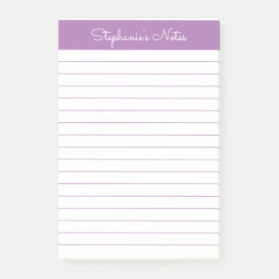 Simple Elegant Lavender Chic Lined Personalised Post-it Notes