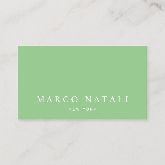 Simple Elegant Light Green Professional Business Card (Front)