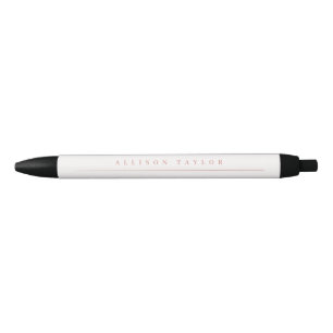  Simple Elegant LIght Pink Custom Name White Black Ink Pen