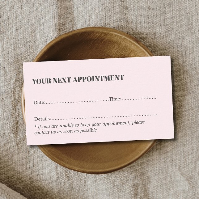 Simple Elegant Light Rose Beauty Salon  Appointment Card (Creator Uploaded)