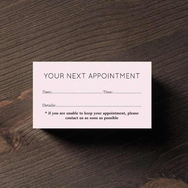 Simple Elegant Light Rose Beauty Salon Appointment Card (Creator Uploaded)