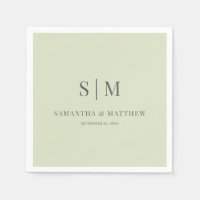 Simple Elegant Light Sage Green Monogram Wedding