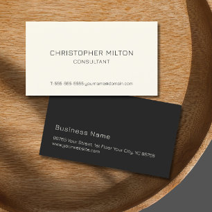 Simple Elegant Light Yellow Black Consultant Business Card
