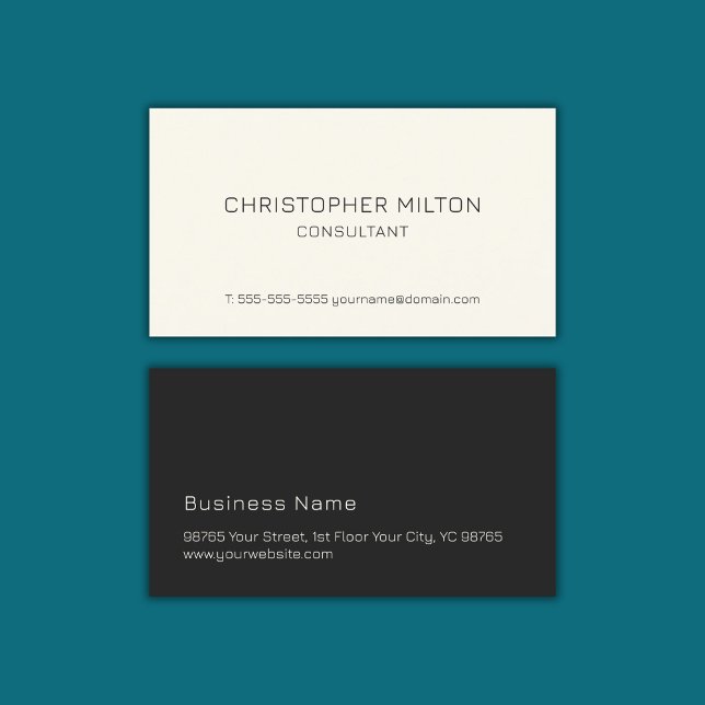 Simple Elegant Light Yellow Black Consultant Business Card (Creator Uploaded)