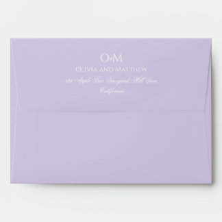 Simple Elegant Lilac Monogram Wedding Envelope