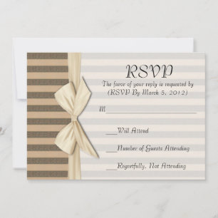 Simple Elegant Line Damask Ribbon RSVP card