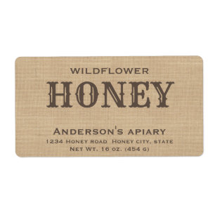 Simple elegant linen  honey label