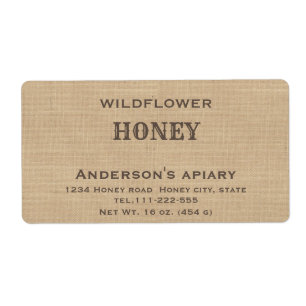 Simple elegant linen  honey label