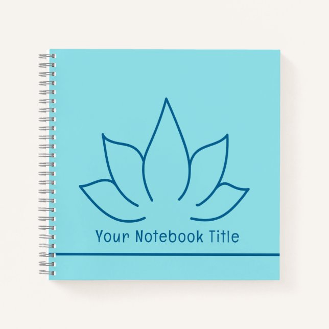 Simple Elegant Lotus Blossom Aqua Notebook (Front)