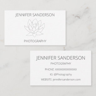 Simple Elegant Lotus Flower Minimalist Photography Business Card