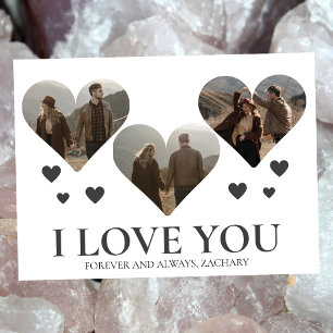 Simple Elegant Love valentine's day couple 3 photo Holiday Card