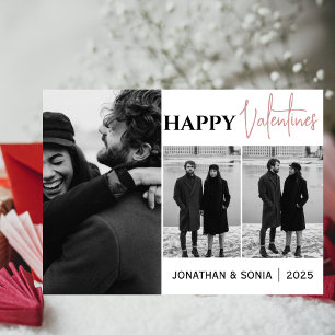 Simple Elegant Love valentines day couple 3 photo Holiday Card