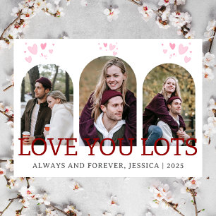 Simple Elegant Love valentines day couple 3 photo Holiday Card