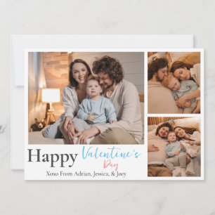 Simple Elegant Love valentines day couple 3 photo Holiday Card