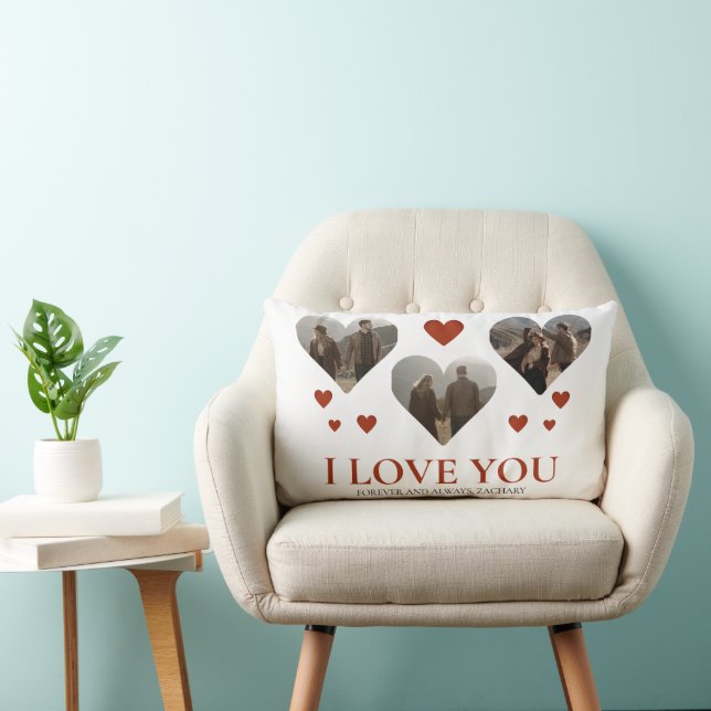 Simple Elegant Love valentine's day couple 3 photo Lumbar Cushion (Chair)