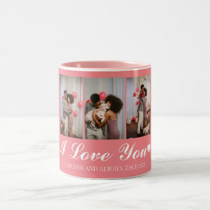 Simple Elegant Love valentines day couple 3 photo Two-Tone Coffee Mug