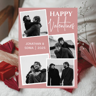 Simple Elegant Love valentines day couple 4 photo Holiday Card