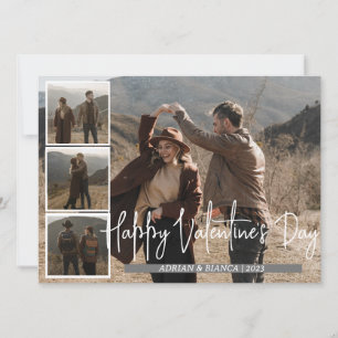 Simple Elegant Love valentine's day couple 5 photo Holiday Card