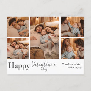 Simple Elegant Love valentine's day couple 5 photo Holiday Postcard