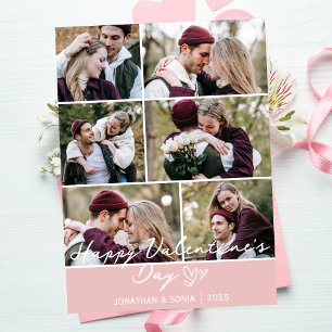 Simple Elegant Love valentines day couple 6 photo Holiday Card
