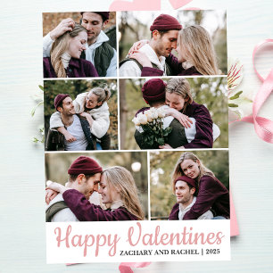 Simple Elegant Love valentines day couple 6 photo Holiday Card