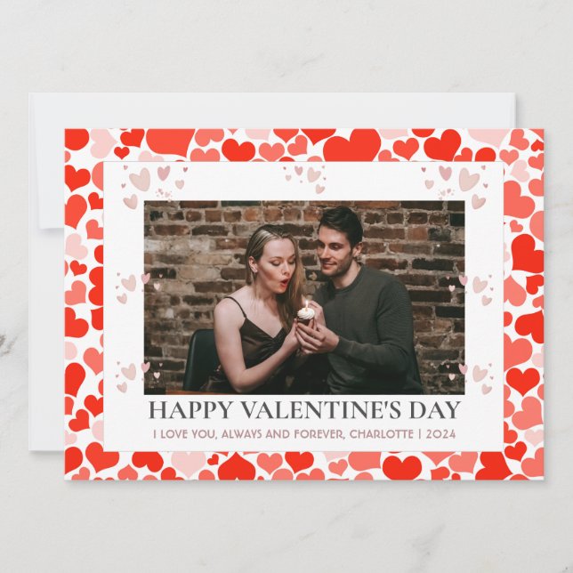 Simple Elegant Love valentine's day couple photo Holiday Card (Front)