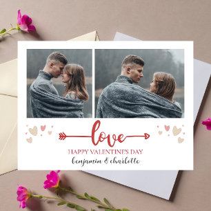 Simple Elegant Love valentine's day couple photo Holiday Card