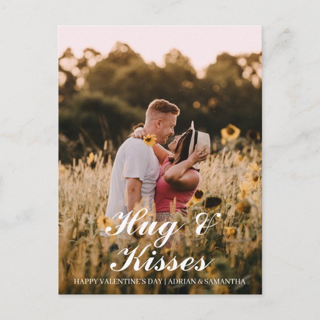 Simple Elegant Love valentine's day couple photo Holiday Postcard (Front)