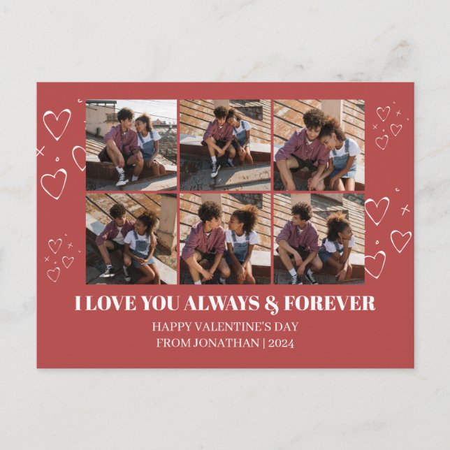 Simple Elegant Love valentine's day couple photo Holiday Postcard (Front)