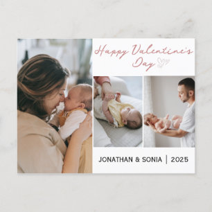 Simple Elegant Love valentines day Family 3 photo Holiday Postcard