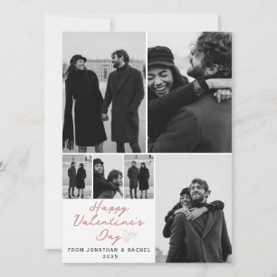 Simple Elegant Love valentines day Family 6 photo Holiday Card