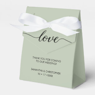 Simple & Elegant Love Wedding ScrIpt Sage green Favour Box