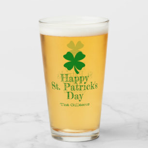 Simple Elegant lucky Shamrock St Patricks Day Glass