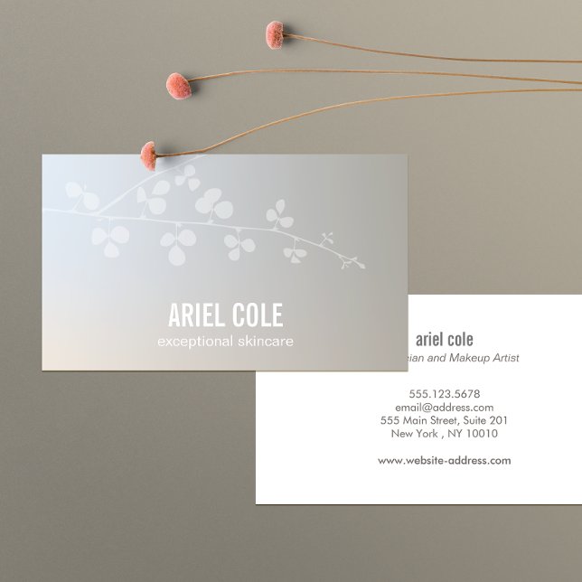 Simple Elegant Luminous Branch Beauty Salon Spa Business Card (Creator Uploaded)