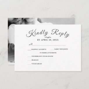 Simple Elegant M Script Modern Wedding RSVP Card