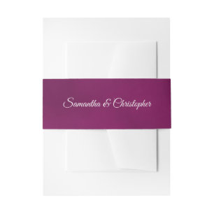 Simple Elegant Magenta or Berry Coloured Wedding Invitation Belly Band
