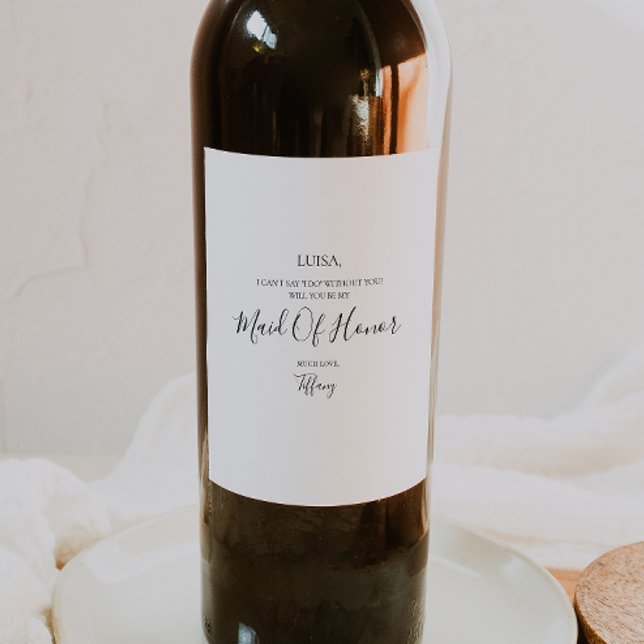 Simple Elegant Maid Of Honour Proposal Wine Label (Creator Uploaded)