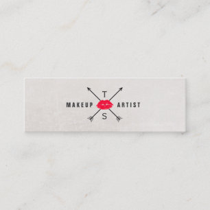 Simple Elegant Makeup Artist Red Kissing Lips Mini Business Card
